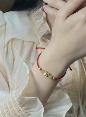 2025新款手工编织生肖龙吉祥手链情侣本命年金色装饰古风手绳