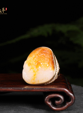 新疆和田玉18k金玉钟馗扳指男士