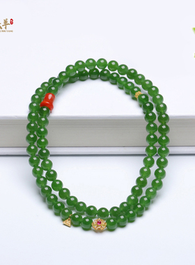 新疆和田玉碧玉阳绿项链手串手链
