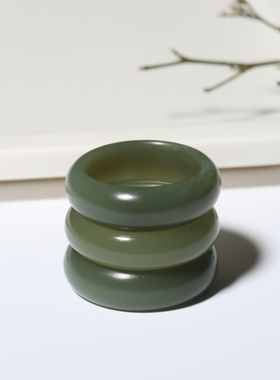 新疆和田玉碧玉戒指天然男女戒圈