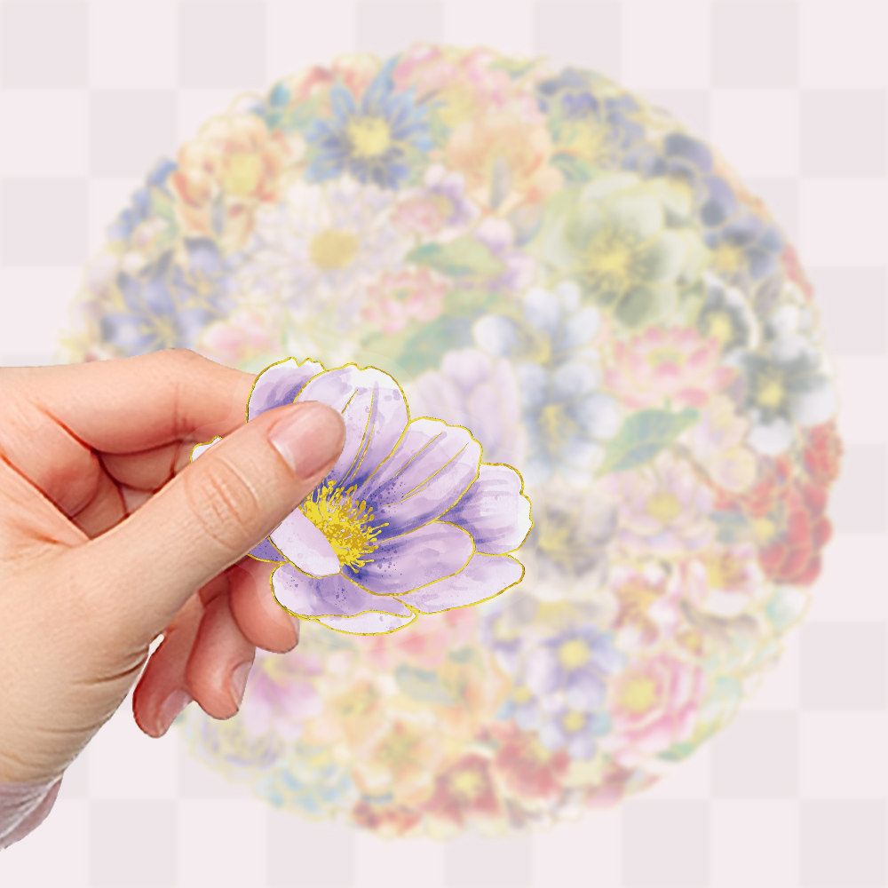 100张繁花贴纸烫金卡通趣味艺术学生儿童装饰手账桌面手机笔记本,淘宝优惠券,粉丝福利购,淘宝优惠卷