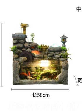 新款假喷泉养观鱼缸循环流水茶台微景客办公室桌面加湿器水厅景摆