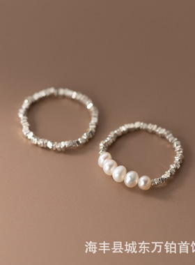 纯银天然淡水珍珠简约时尚戒指