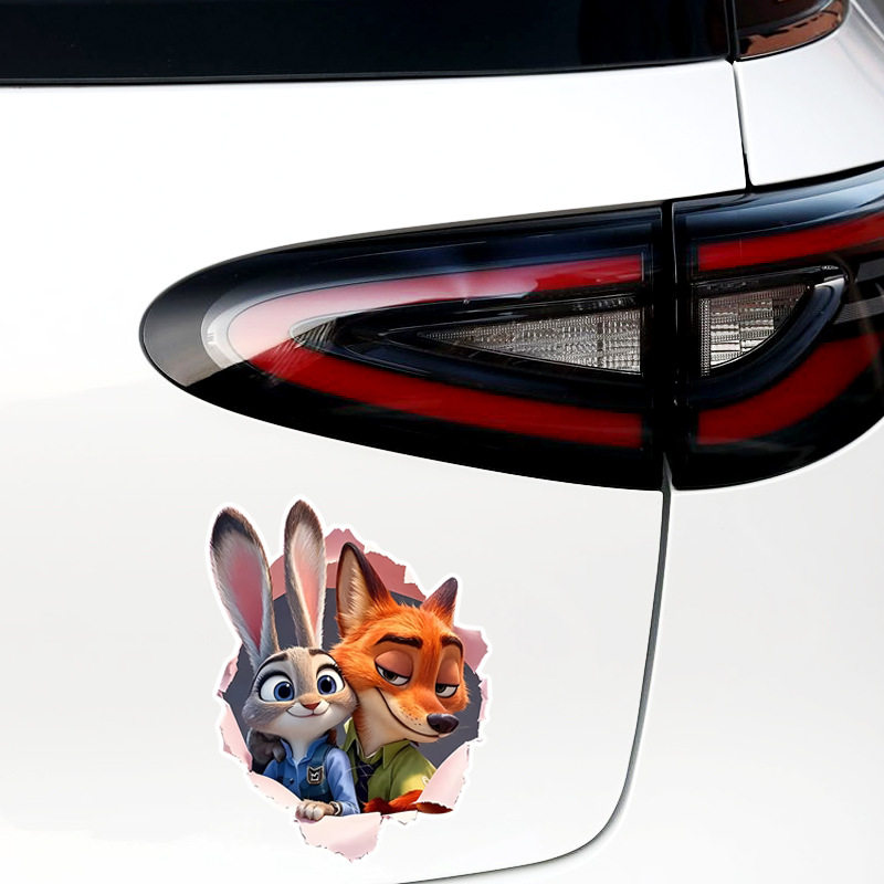 疯狂动物城车贴朱迪尼克汽车装饰贴纸卡通可爱遮挡划痕电动摩托车,淘宝优惠券,粉丝福利购,淘宝优惠卷