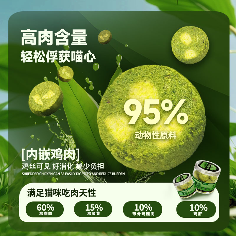 妮吖宠物猫草饼冻干零食鸡肉猫草全阶段成幼猫排毛化毛肠胃调理