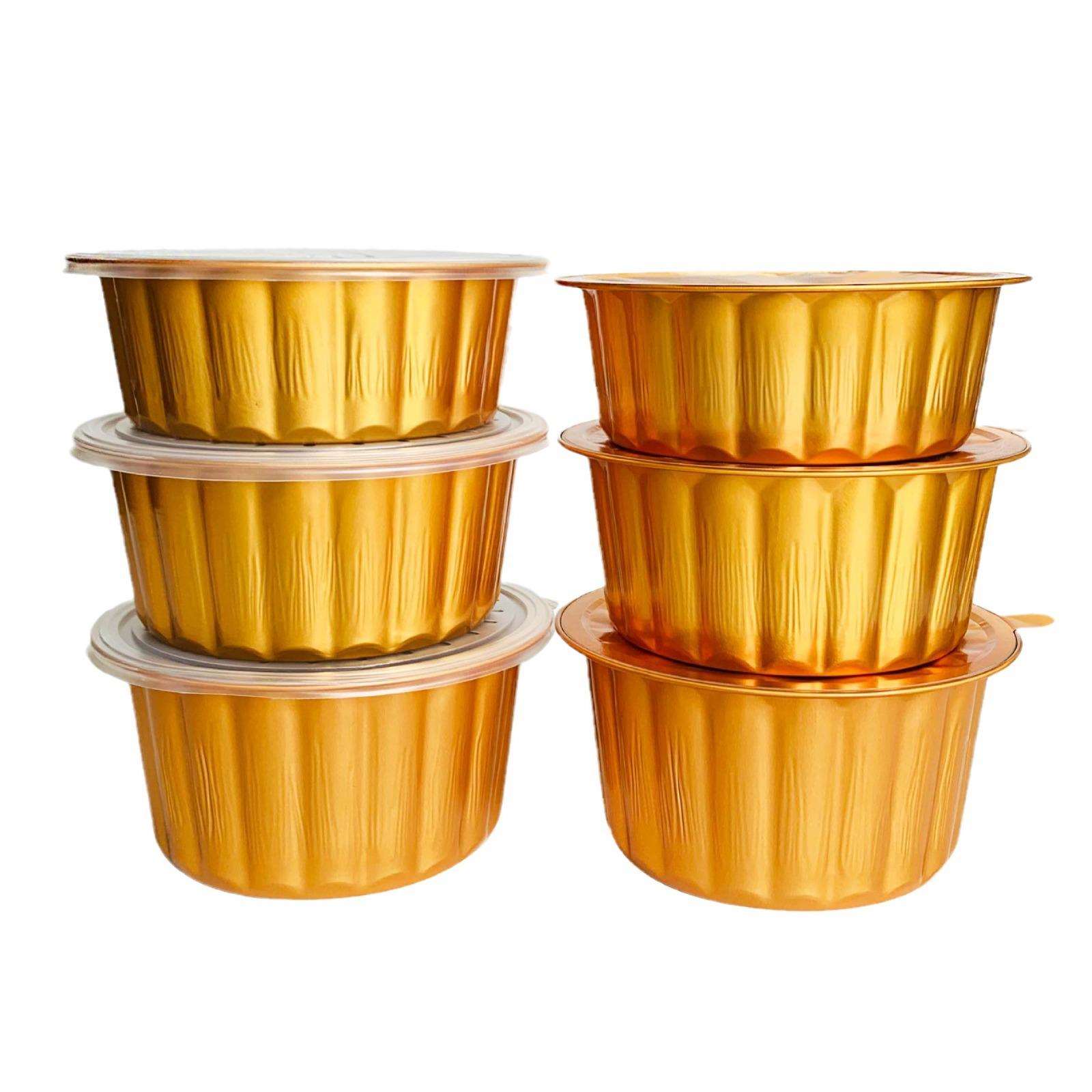 100套同口径1235/1500/1750ML圆形金色铝箔麻辣烫冒菜质感打包盒 - 图3