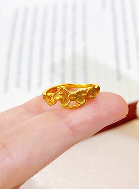 越南沙金招财马上有钱戒指女仿真金高级感百搭生肖马小众轻奢指环