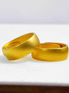 越南沙金8N磨砂开口戒指男女磨砂素圈小众轻奢高级感情侣指环配饰