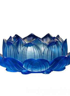 新款古法琉璃荷烛花台灯供佛七彩油灯座佛前莲花供灯佛家用桌酥面