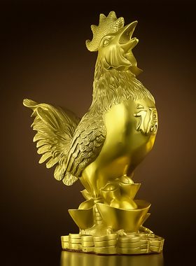 纯铜公鸡客厅办公室装饰品摆件