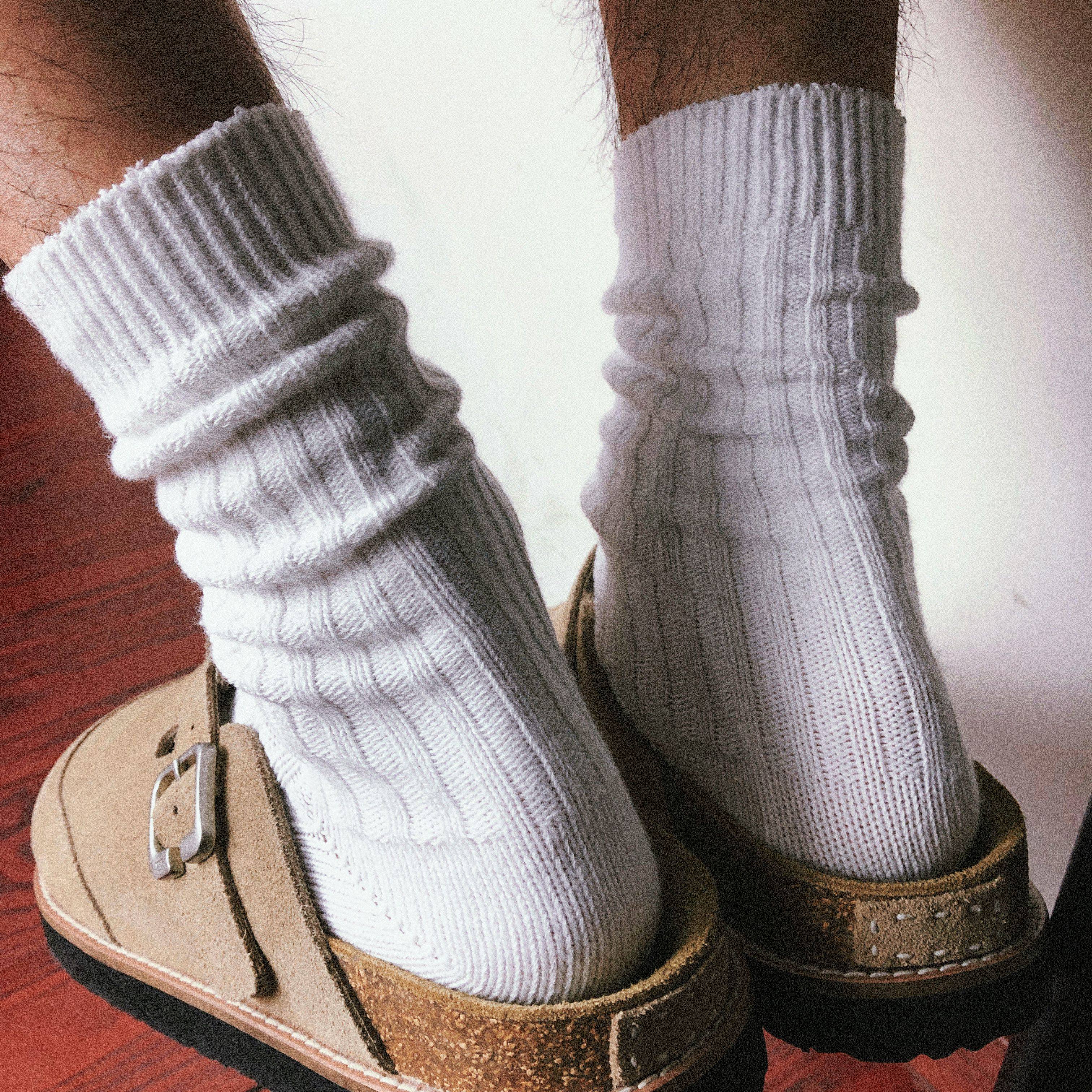 【chammy专属】TREETALLIF袜子男款女款艺术生堆堆袜白色中筒长袜