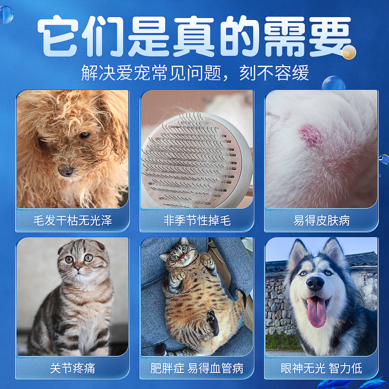 喜萌深海鱼油猫用狗狗猫咪专用宠物幼犬防掉毛吃鱼肝油卵磷脂胶囊 - 图3