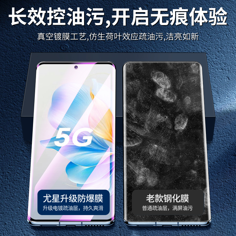 适用荣耀100钢化膜抗蓝光曲面全屏覆盖防摔防爆保护honor100pro手机膜5G防指纹高清玻璃全包边水凝膜新款屏保 - 图1