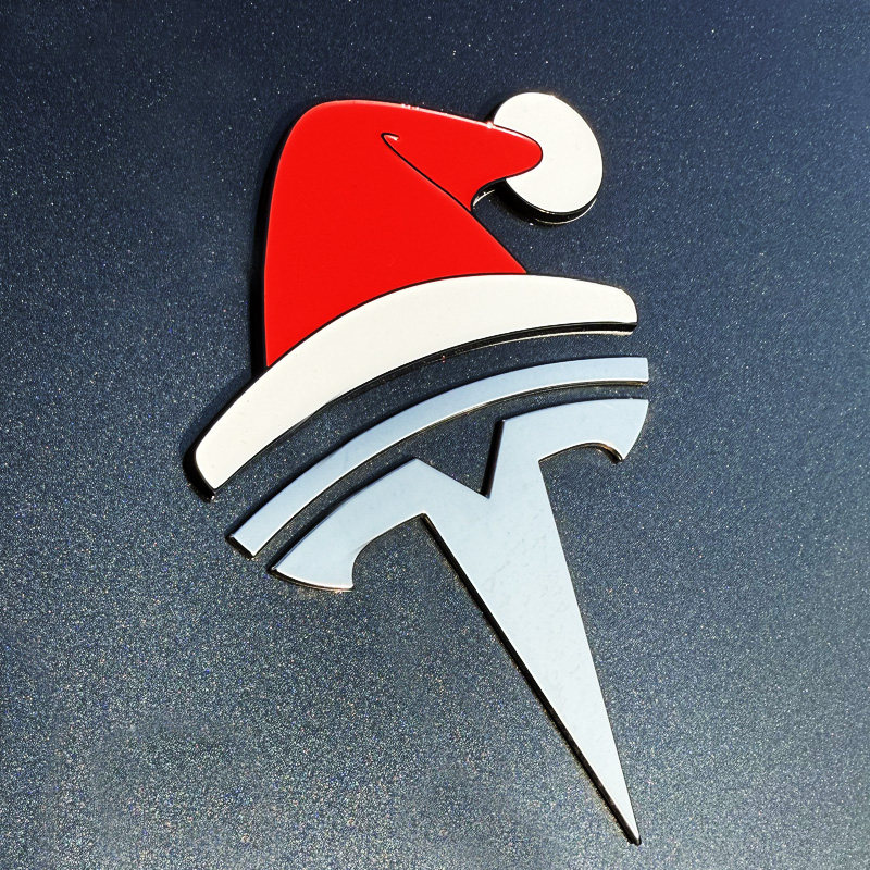 特斯拉小红帽圣诞树帽汽车车贴3D立体装饰搞笑节日车标图贴,淘宝优惠券,粉丝福利购,淘宝优惠卷