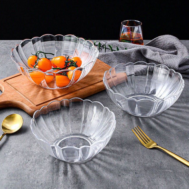 亚克力沙拉碗透明圆形蔬菜打蛋碗沙拉碗日式家用水果创意甜品碗,淘宝优惠券,粉丝福利购,淘宝优惠卷