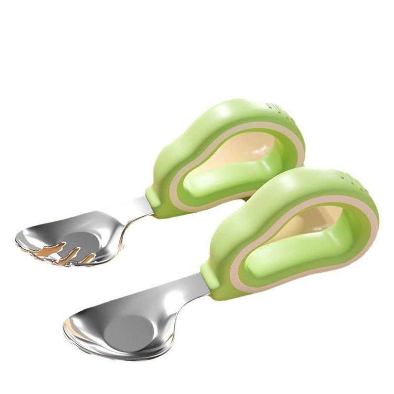 自主进食勺子学吃训练一岁婴儿学吃饭儿童不锈钢餐具辅食勺叉,淘宝优惠券,粉丝福利购,淘宝优惠卷