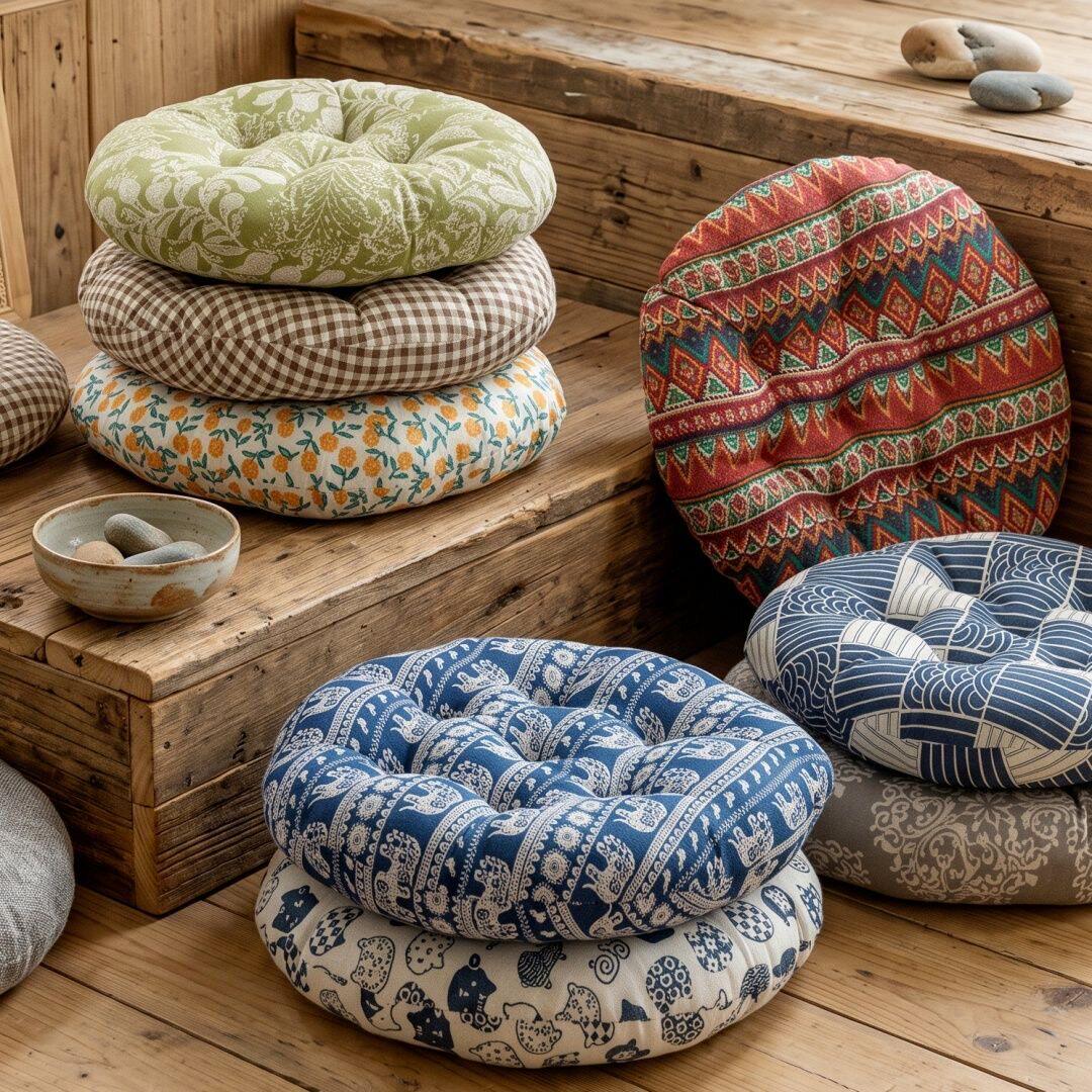 Cotton and linen futon cushions, round thickened chair cushions, home bay window cushions, tea house cushions