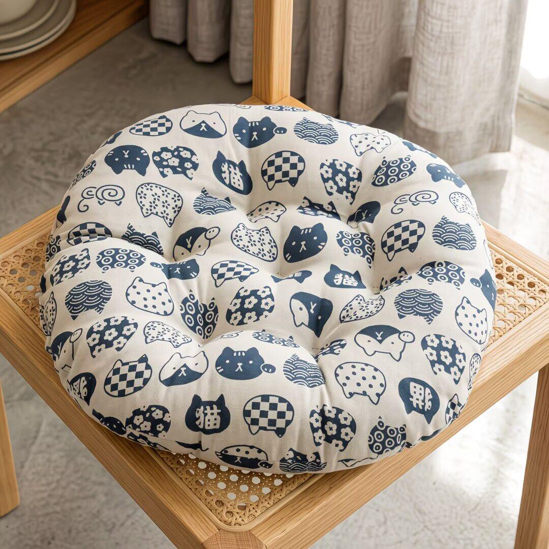 Cotton and linen futon cushions, round thickened chair cushions, home bay window cushions, tea house cushions