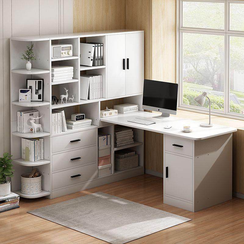 书桌书柜一体桌转角电脑桌台式家用学生学习桌书架组合卧室拐角桌,淘宝优惠券,粉丝福利购,淘宝优惠卷
