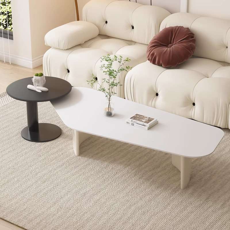 奶油风岩板茶几异形意式轻奢极简现代简约网红客厅家用小户型茶桌 - 图1