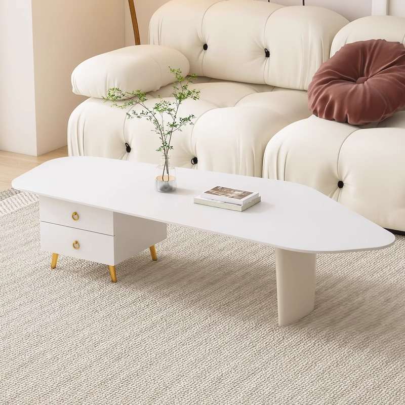 奶油风岩板茶几异形意式轻奢极简现代简约网红客厅家用小户型茶桌 - 图3