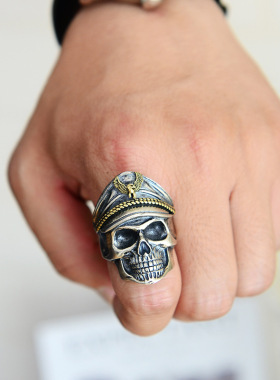 复古欧美风尚男士开口骷髅头戒指伏尔甘船长骷髅戒指装饰品