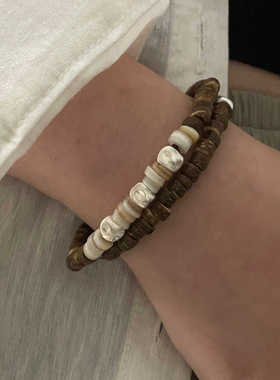 925银猫眼贝壳海边度假风手串