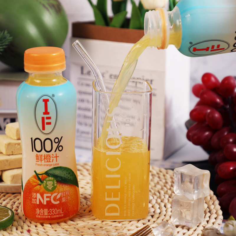 IF100%鲜橙汁添加NFC鲜榨饮料浓缩果汁整箱0蔗糖官方旗舰店0脂肪