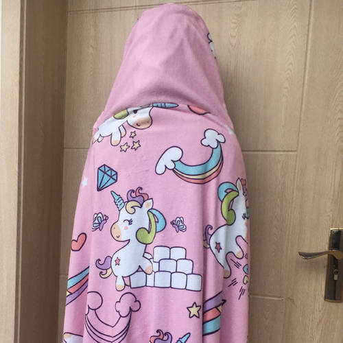 跨境毛绒少女心独角兽连帽大号披风斗篷公室午休披肩空调毯 - 图2