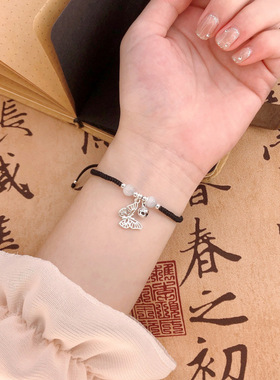 新中式蝴蝶铃铛手链女红绳编织好运本命年手绳情侣学生送女友