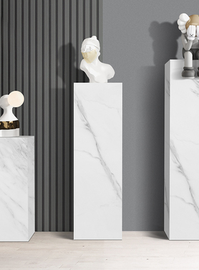 大理石底座客厅酒店样板间雕塑A玄关落地岩板花架装饰品摆件展示