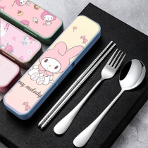 Three Lili Gull Merleti Single Fit Portable Cutlery Suit Case Chopsticks Three Sets Fork Spoon Student Containing Box