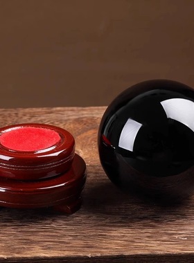 天然黑曜石水晶球大号摆件客厅