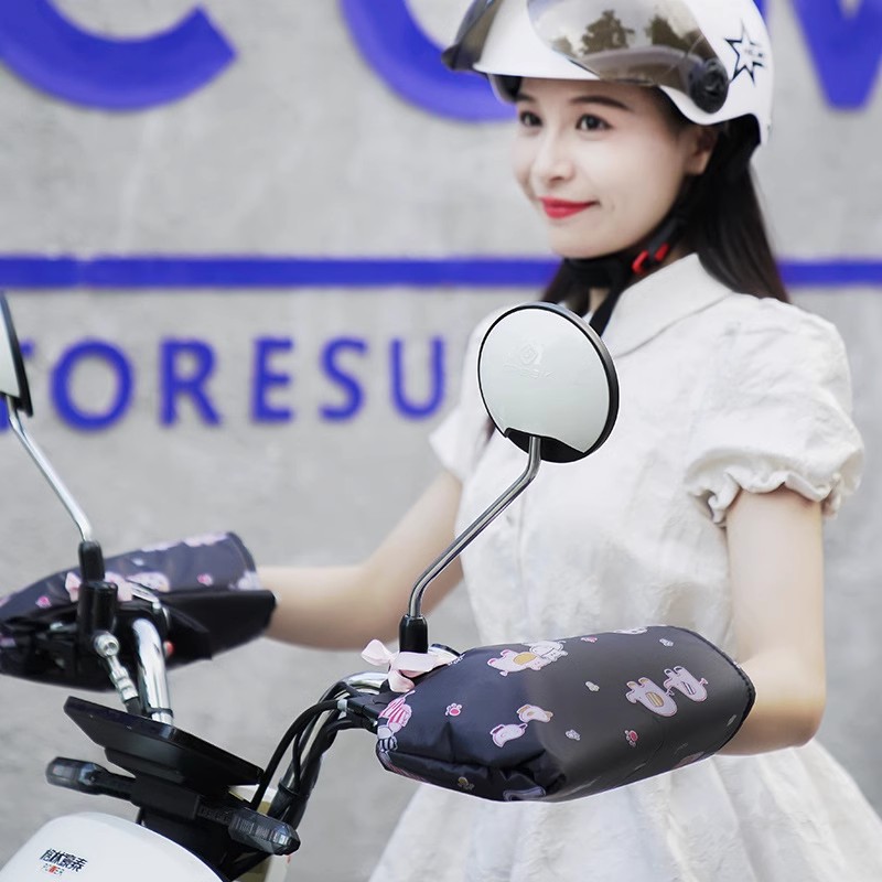 3电动车手把套防水电瓶车保暖摩托车冬季通用防寒加绒夹棉骑行手_奶泡少女研究所_服饰配件/皮带/帽子/围巾-第2张图片-提都小院