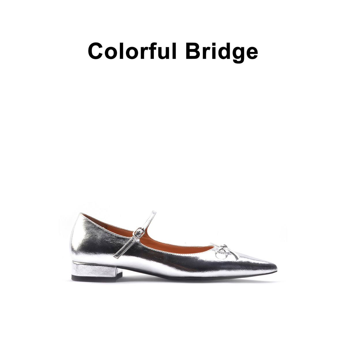 Colorful Bridge丨银色蝴蝶结女士平底芭蕾鞋 尖头甜美玛丽珍鞋,淘宝优惠券,粉丝福利购,淘宝优惠卷