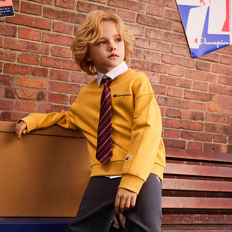 Champion冠军男女儿童26春季新款明线复古学院运动圆领卫衣外套,淘宝优惠券,粉丝福利购,淘宝优惠卷