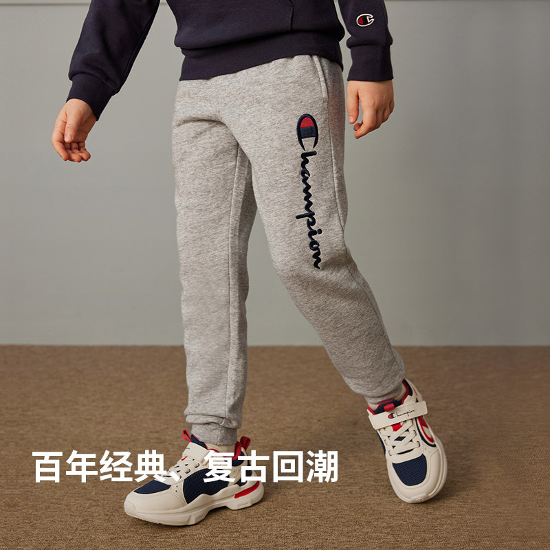 Champion冠军童装25冬季新款加绒束脚弹力橡皮筋休闲运动长裤卫裤,淘宝优惠券,粉丝福利购,淘宝优惠卷