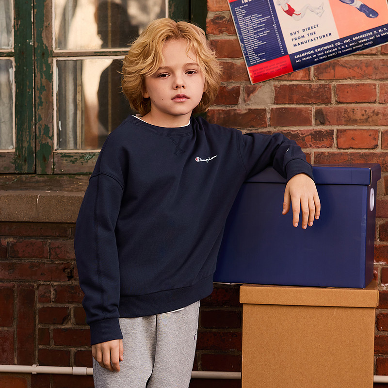 Champion冠军男女儿童26春季新款明线复古学院运动圆领卫衣外套,淘宝优惠券,粉丝福利购,淘宝优惠卷
