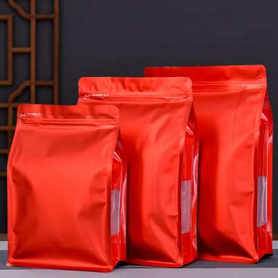侧开窗八边茶叶自封袋加厚铝箔大小号包装袋子密封装散茶红色绿茶-图0