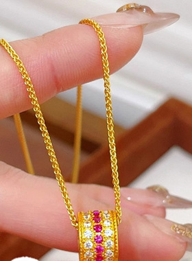 新款黄色红锆石吊坠肖邦项链轻奢