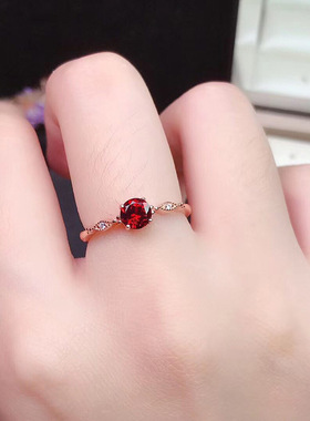 新款泰鸽血红色石榴石戒指女时尚