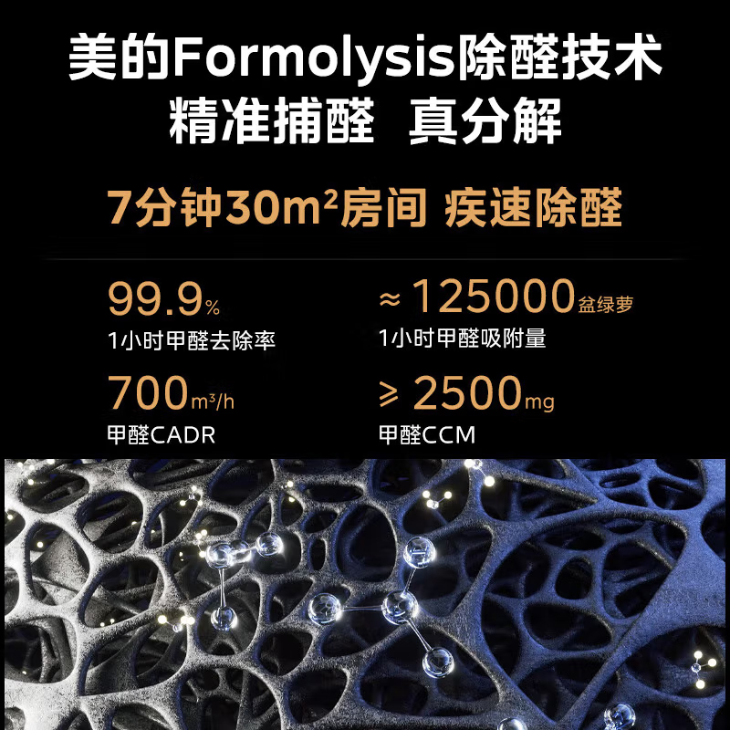 【国家补贴】美的空气净化器除甲醛风芯系统除烟除异味T1000 lite