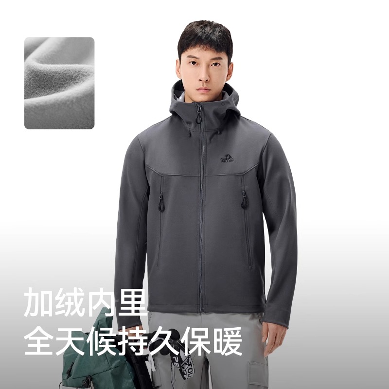 【风盾】伯希和软壳衣男2025新款户外加绒防风登山冲锋衣内胆外套