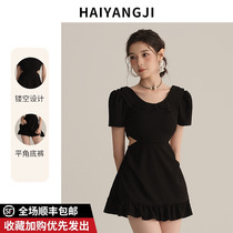 Swimsuit Microfat girl Hood Conjoined Dress Style Conservative slim Short sleeves High Sensation New Bubble Spa Flat Corner Swimsuit