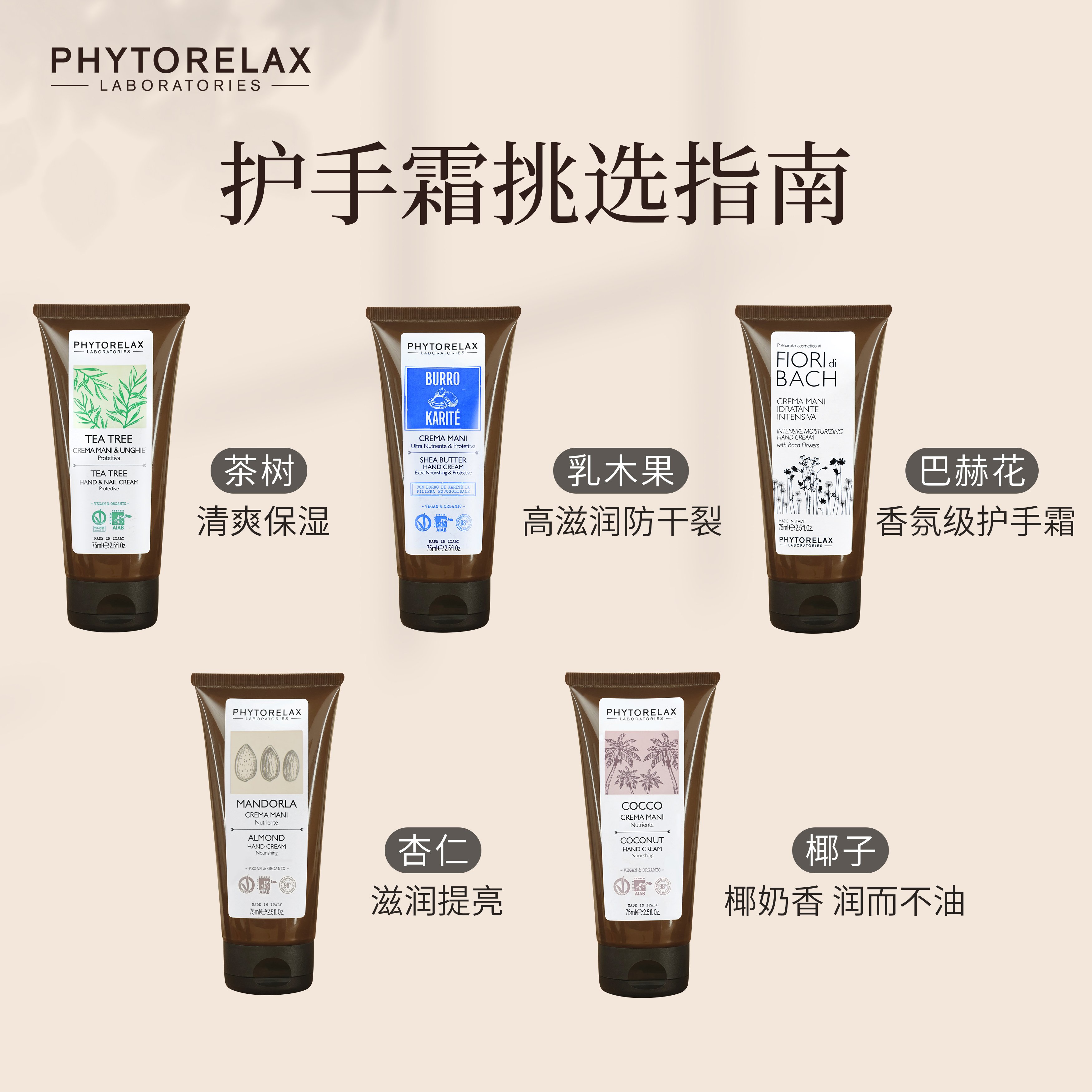 Phytorelax菲芮斯植物护手霜 长效滋润保湿补水手部修护75ml