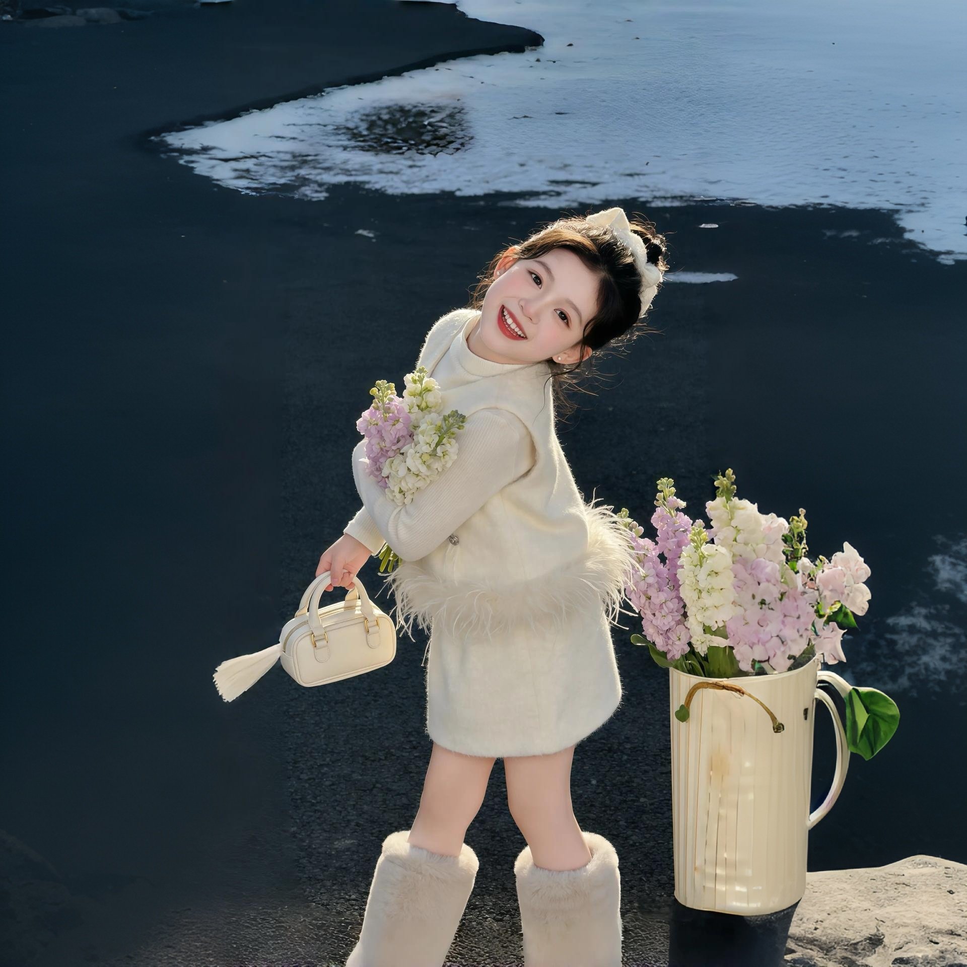 女童富家千金裙子2025新款儿童白色小香风套装裙秋冬连衣裙两件套,淘宝优惠券,粉丝福利购,淘宝优惠卷