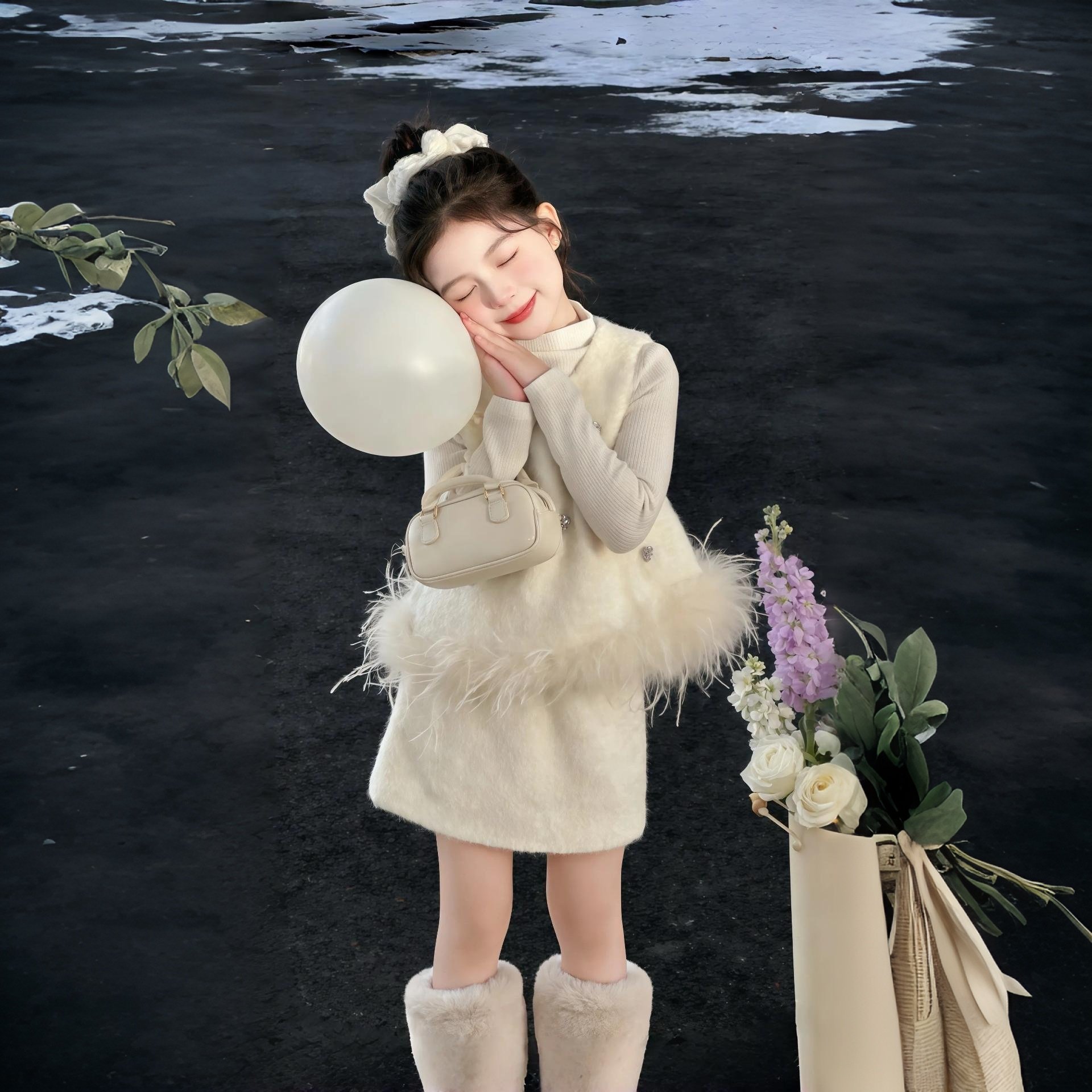 女童富家千金裙子2025新款儿童白色小香风套装裙秋冬连衣裙两件套,淘宝优惠券,粉丝福利购,淘宝优惠卷