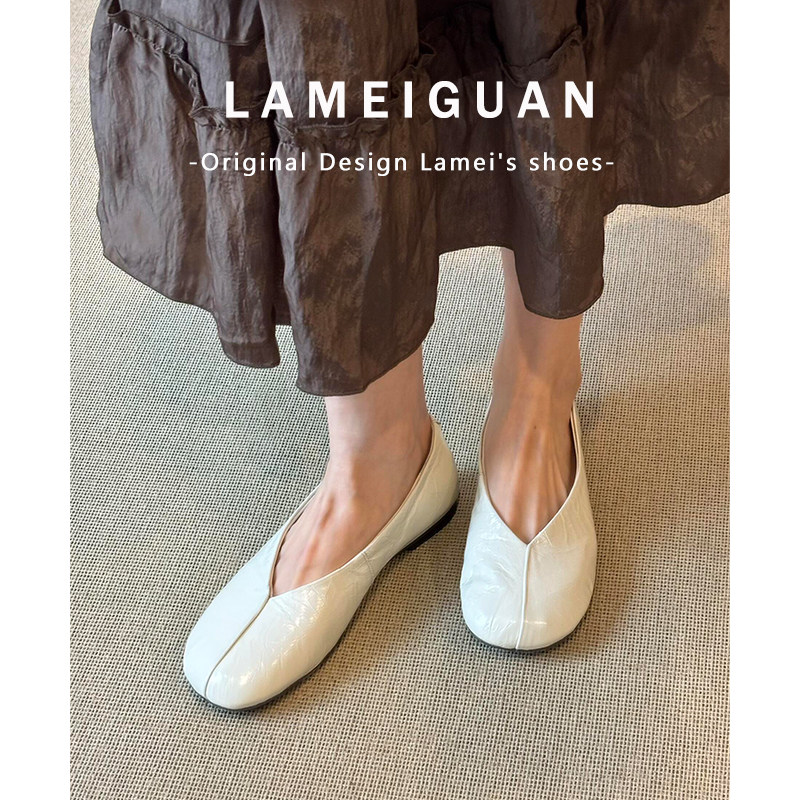 羊皮版！白色浅口芭蕾舞鞋女2025春季新款法式圆头平底单鞋一脚蹬,淘宝优惠券,粉丝福利购,淘宝优惠卷