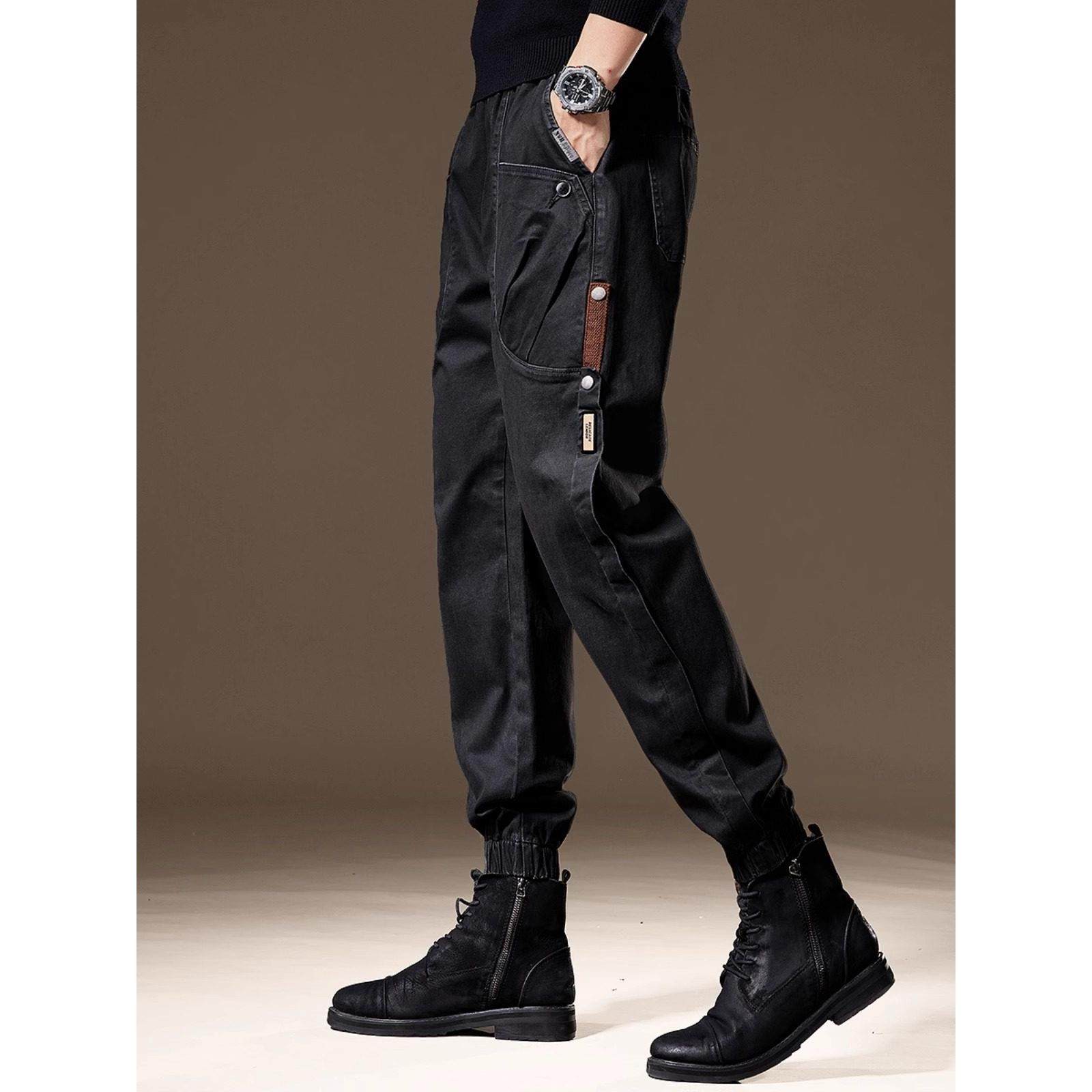 it neith BIAS潮牌美式覆古拼接休闲工装裤男加绒大码哈伦束脚裤,淘宝优惠券,粉丝福利购,淘宝优惠卷