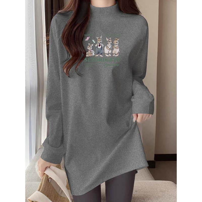 半高领磨毛内搭长袖t恤打底衫女秋冬中长款遮屁股配鲨鱼裤的上衣,淘宝优惠券,粉丝福利购,淘宝优惠卷